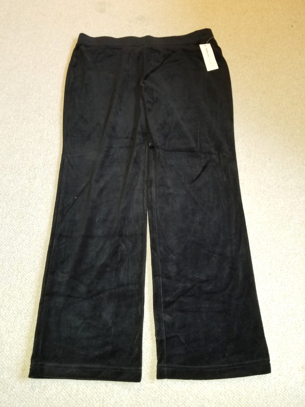 NWT Womens Pants-STYLE & CO. SPORT-black cotton blend velour pull on-L